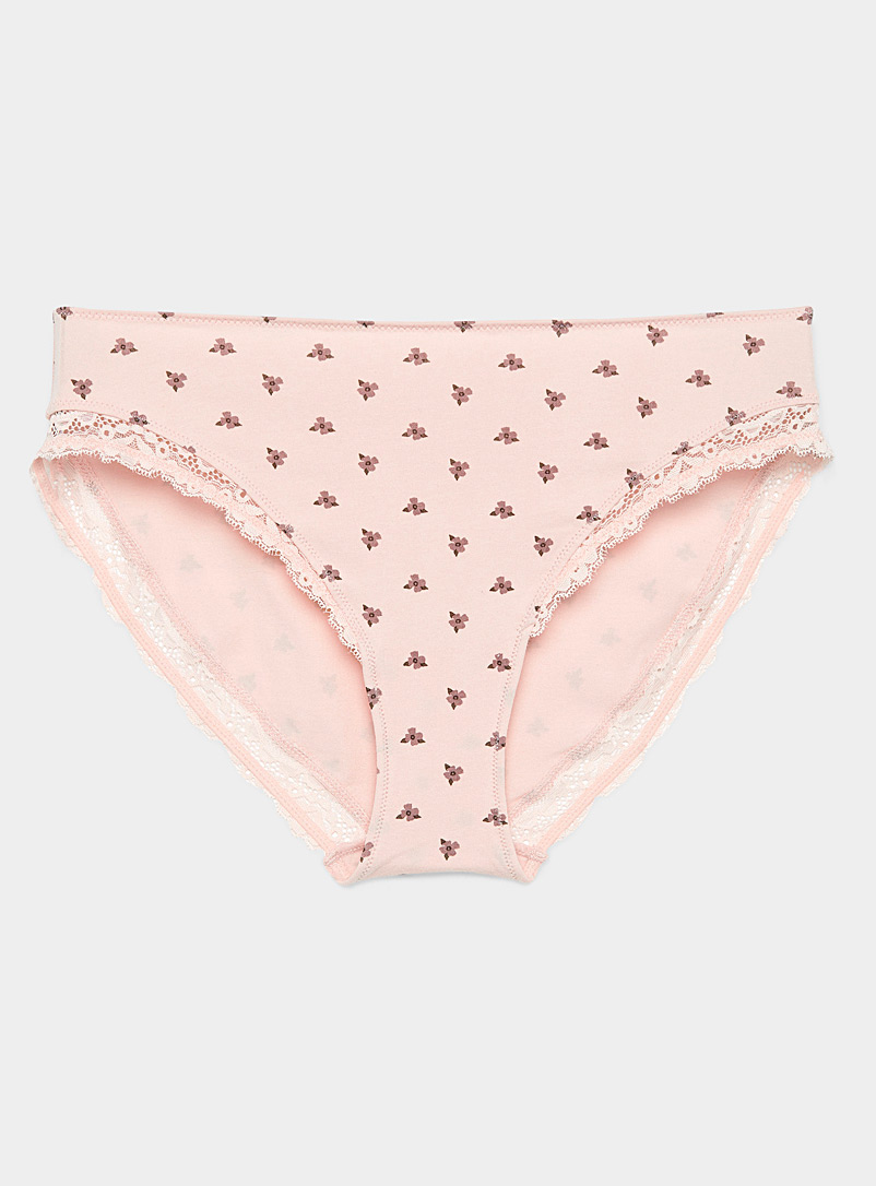 Miiyu Pink Organic cotton lace-trim bikini panty for women