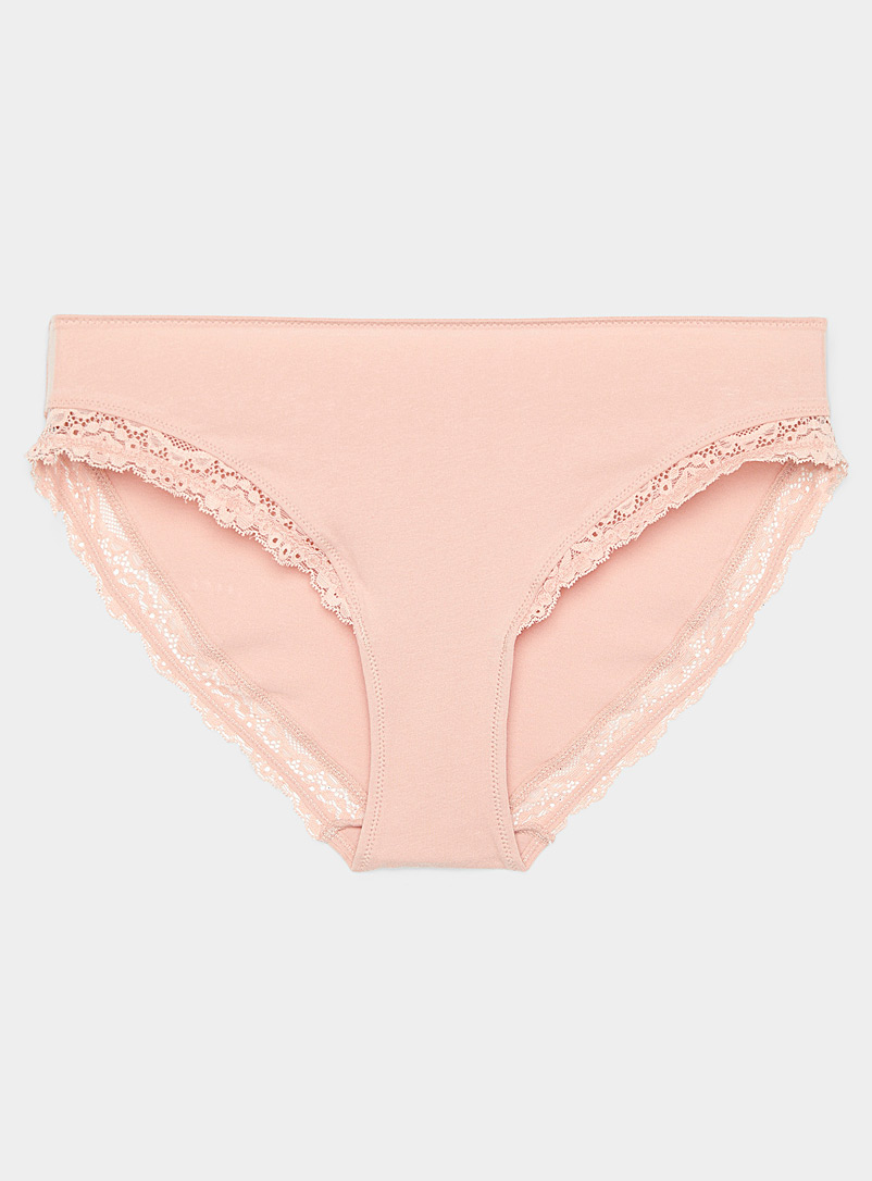 Miiyu Dusky Pink Organic cotton lace-trim bikini panty for women