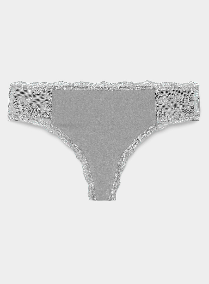 Ivory cotton and lace tanga, Women's panties