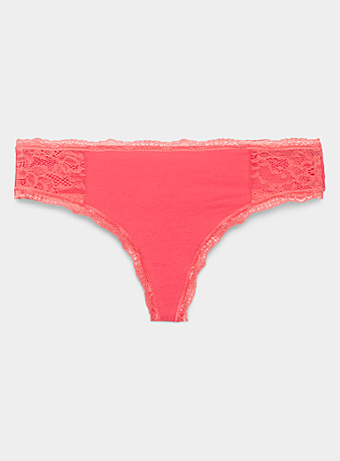 NWT Native Intimates Pink Thong Panties Sz S (5) 95% Cotton 5% Spandex