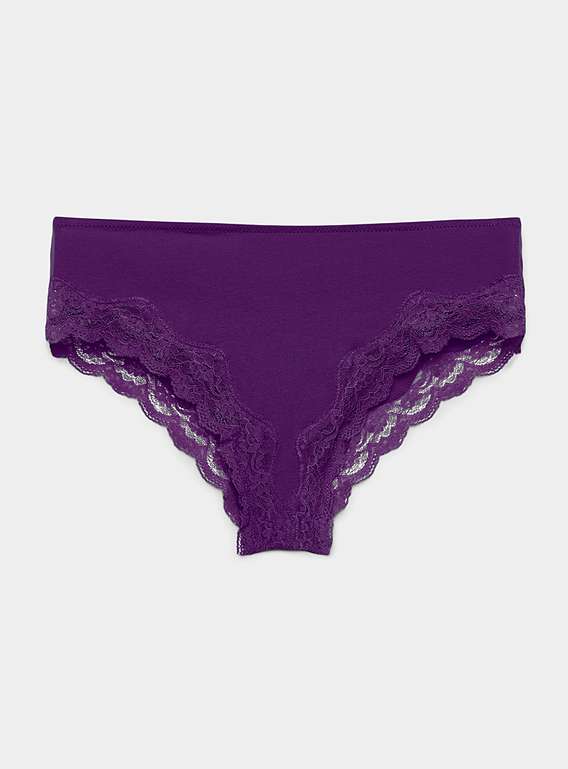 Womens Blue Briefs with Scallop Lace Trim