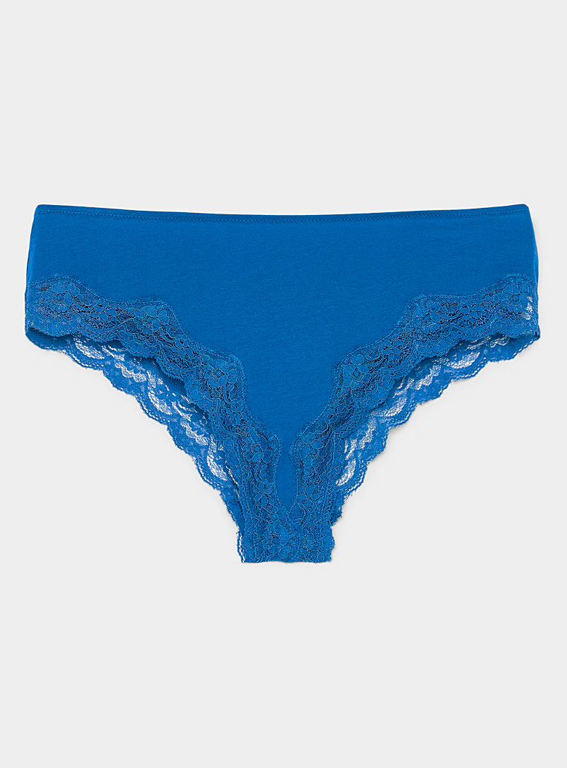 Miiyu Sapphire Blue Lace trim Brazilian panty for women