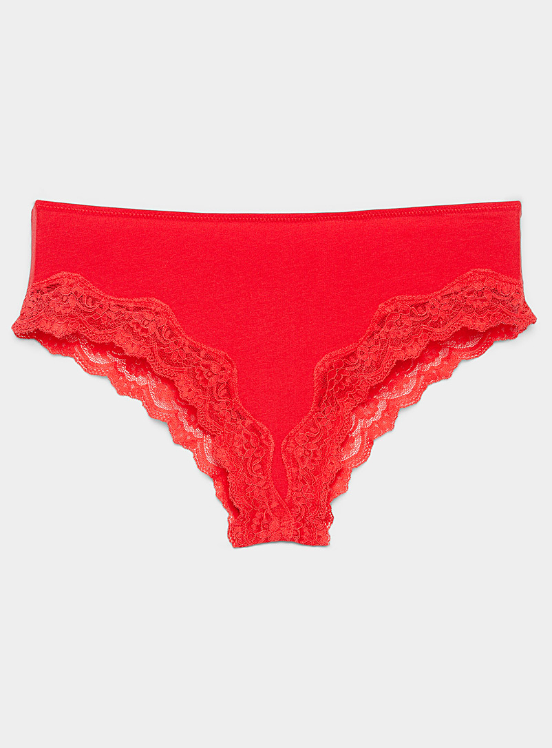 Miiyu Red Lace trim Brazilian panty for women