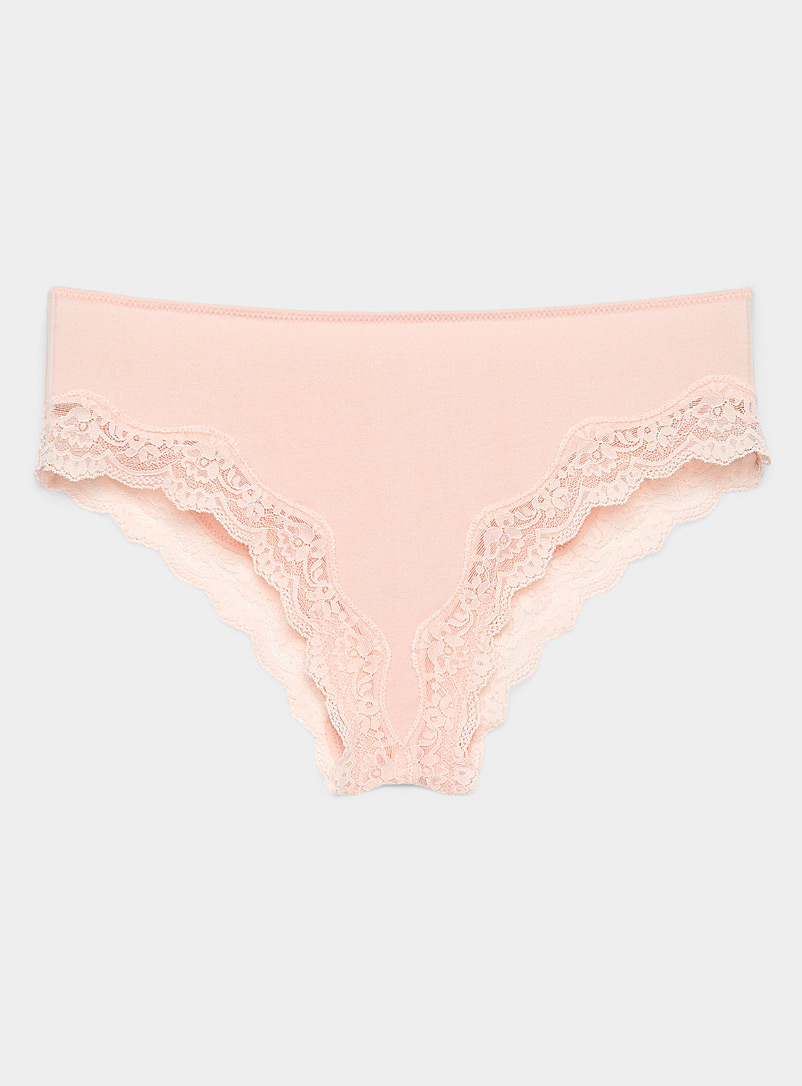 Miiyu Pink Lace trim Brazilian panty for women