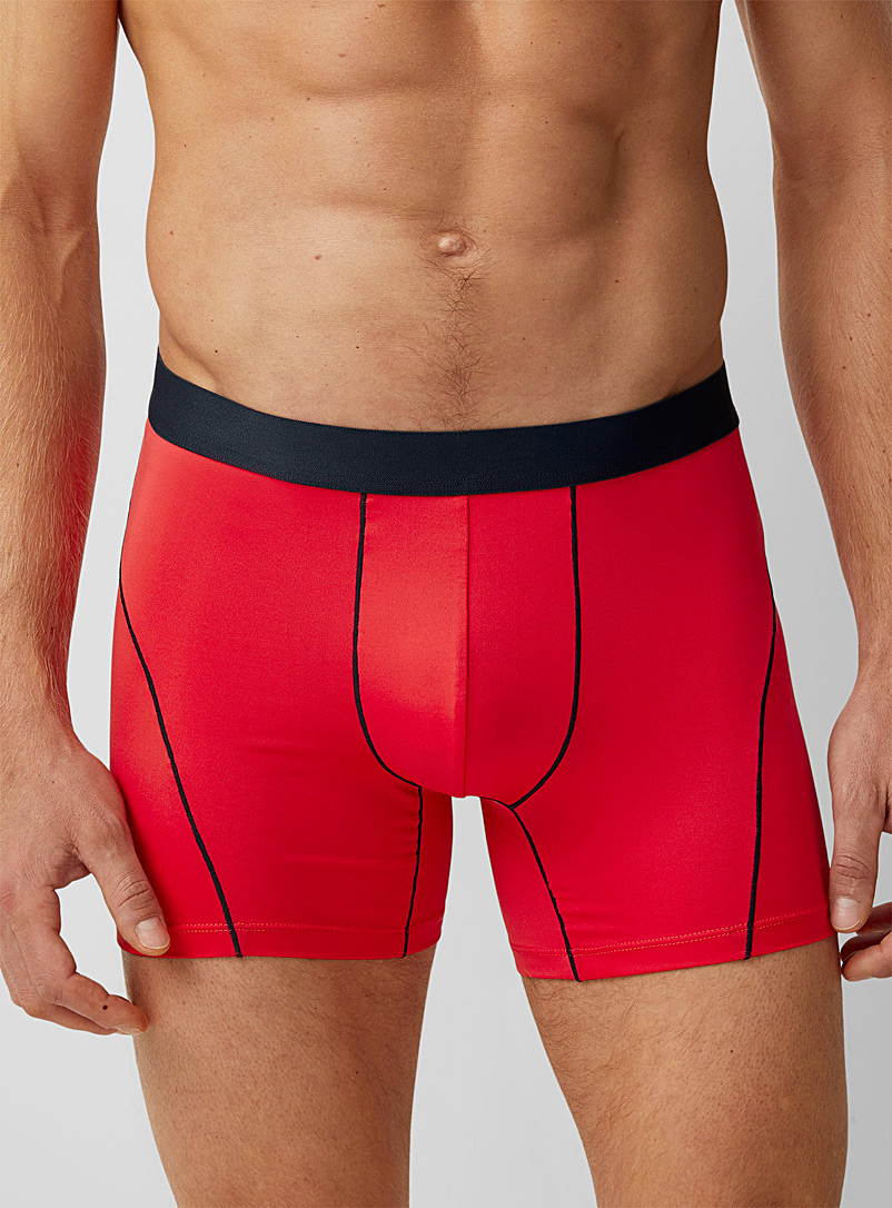 Le 31 Patterned Red Contrast-seam boxer brief for men