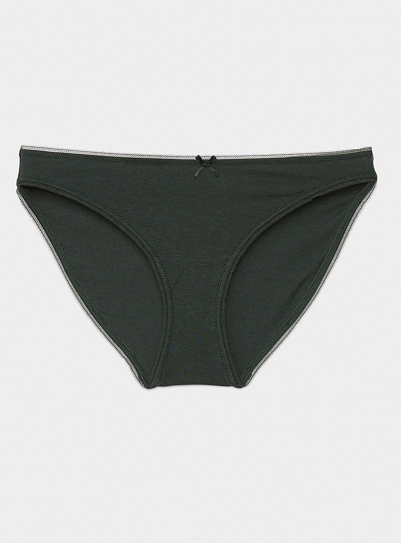 Miiyu Green Scalloped trim organic cotton and modal bikini panty for women