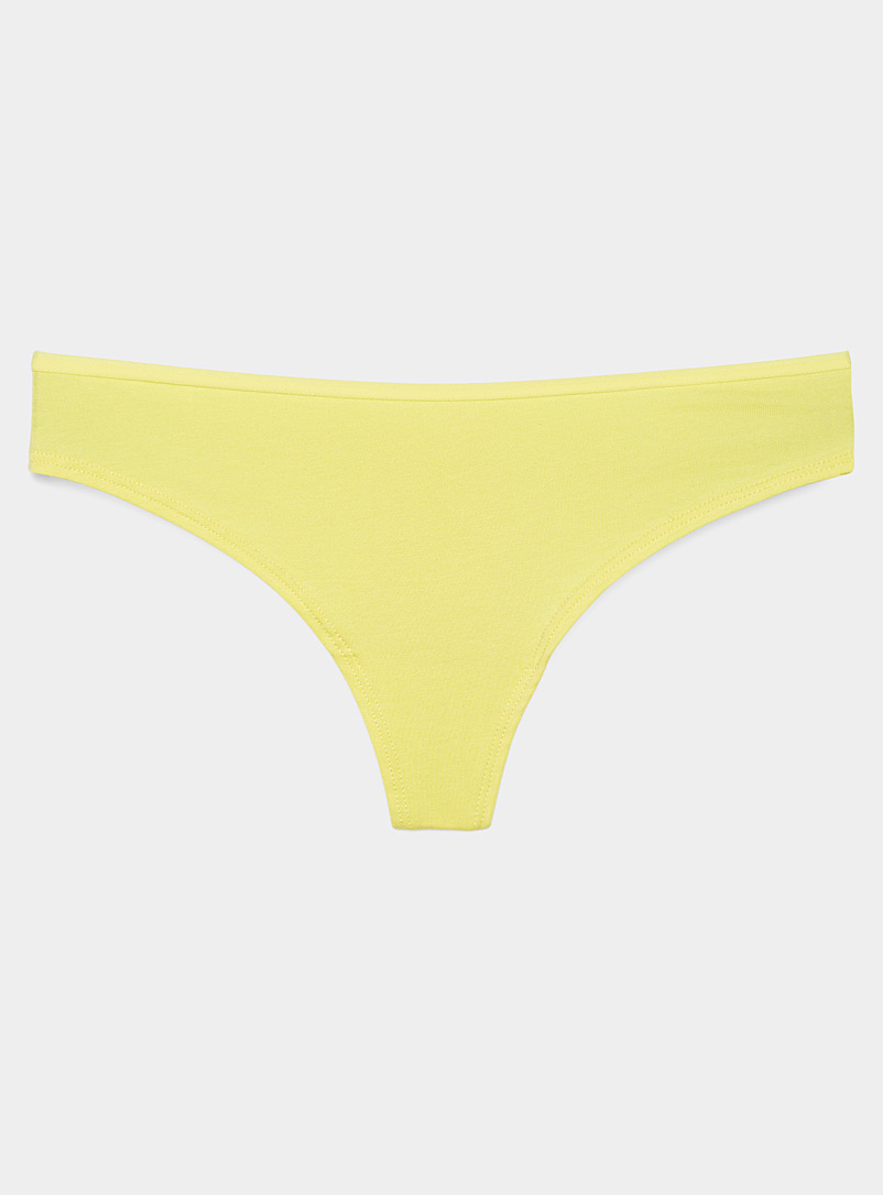 Miiyu Corn/Vanilla Yellow Lace and openwork thong for women
