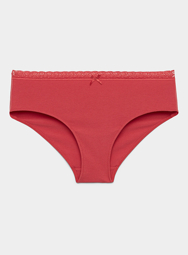 Miiyu Light Red Lace waistband organic cotton hipster for women