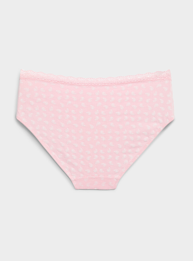 Miiyu: La classique taille dentelle d&eacute;tail satin&eacute; Coton biologique Jaune &agrave; motifs pour femme