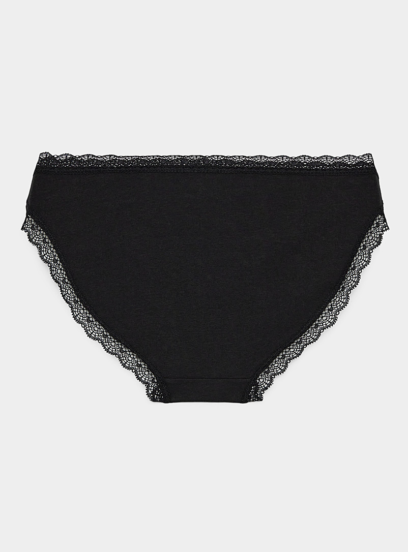 Miiyu White Scalloped edge bikini panty Organic cotton for women