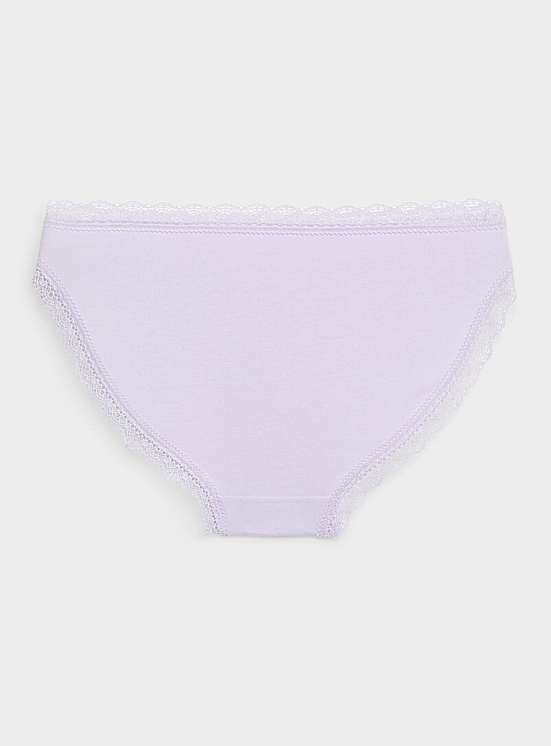 Miiyu White Scalloped edge bikini panty Organic cotton for women