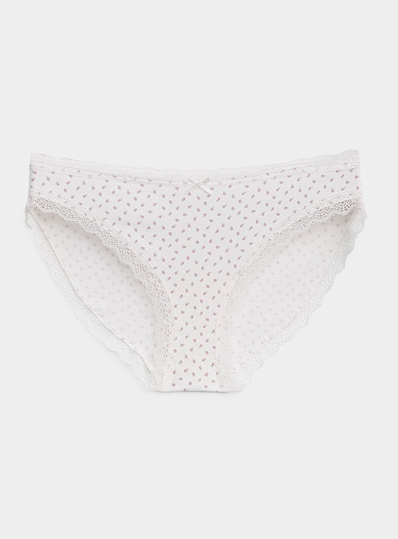 Miiyu Ecru/Linen Scalloped lace edging bikini panty for women