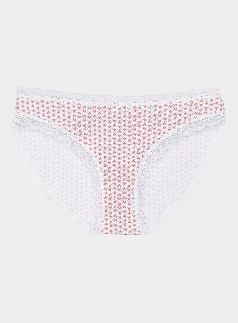 Miiyu Patterned White Scalloped lace edging bikini panty for women