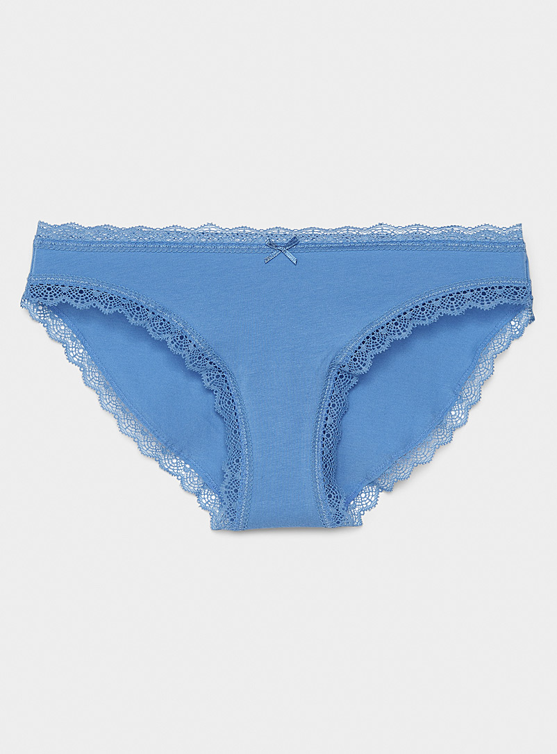 Miiyu: Le bikini bordure dentelle festons Bleu moyen - Ardoise pour femme