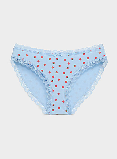 Miiyu Assorted blue Scalloped lace-trim bikini panty Organic cotton for women