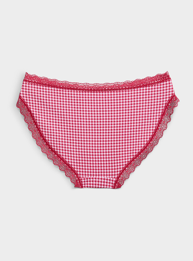 Miiyu: Le bikini bordure dentelle festons Coton biologique Rose &agrave; motifs pour femme