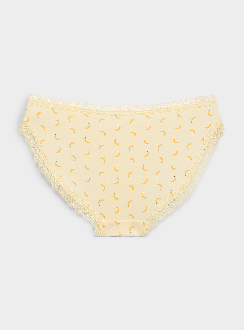 Miiyu Patterned Pink Scalloped lace-trim bikini panty Organic cotton for women