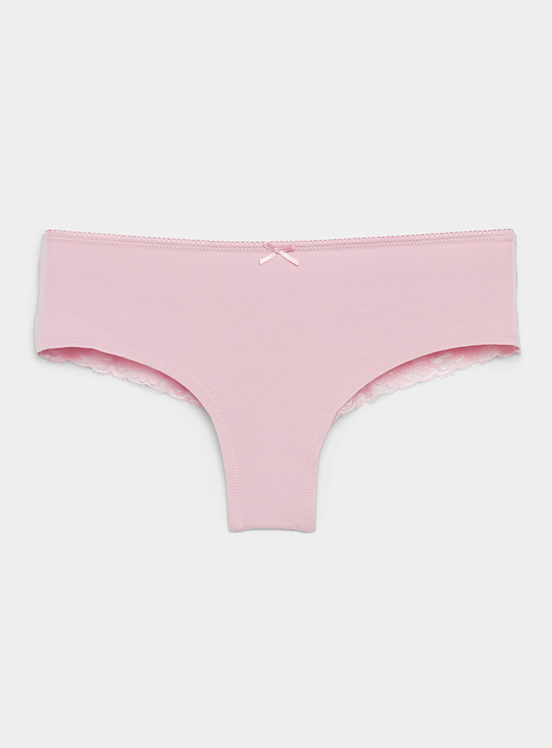 Miiyu Dusky Pink Lace band cotton Brazilian panty for women