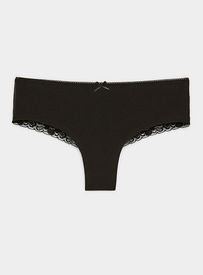 Miiyu Black Lace back edging Brazilian panty for women