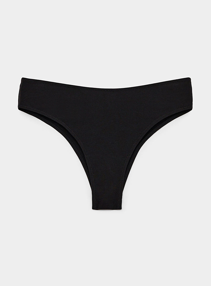 Miiyu Black High-cut organic cotton Brazilian panty for women