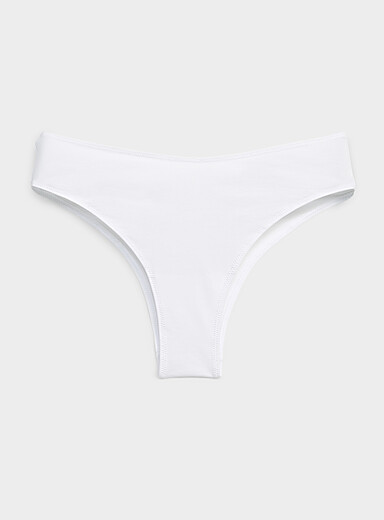 Miiyu White Solid high-cut cheeky panty Organic cotton for women