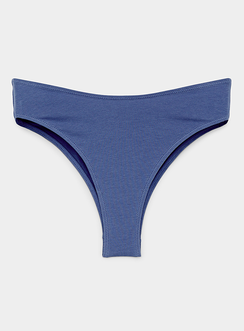Miiyu Slate Blue High-cut organic cotton Brazilian panty for women