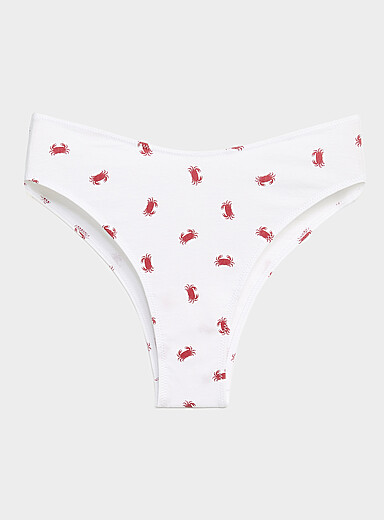 Miiyu Patterned white Solid high-cut cheeky panty Organic cotton for women