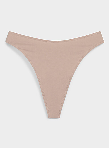 Miiyu Beige/Greige High-cut essential thong Organic cotton for women
