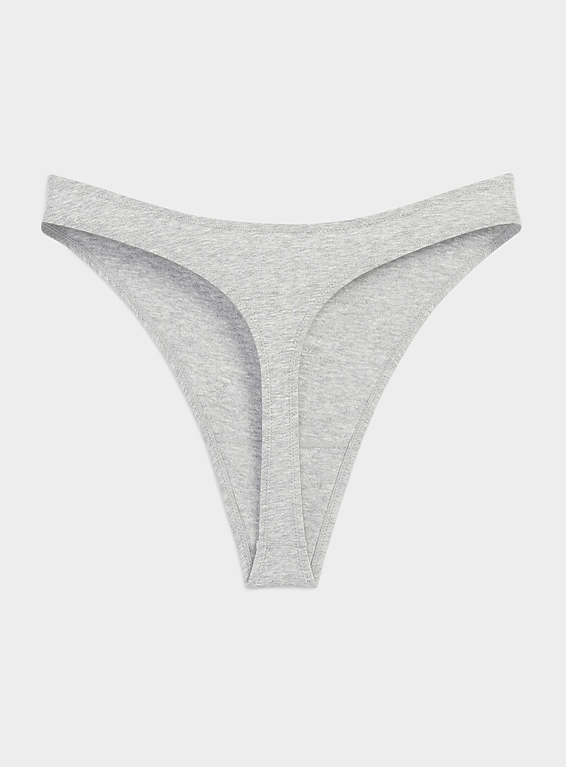 Miiyu Grey High-cut essential thong Organic cotton for women