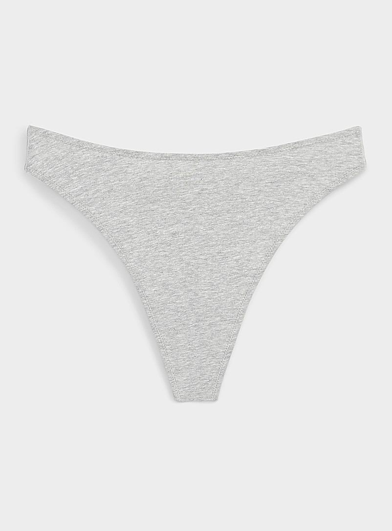 Miiyu: Le tanga &eacute;chancr&eacute; essentiel Coton biologique Gris pour femme