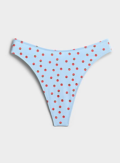 Miiyu Patterned Blue High-cut essential thong Organic cotton for women