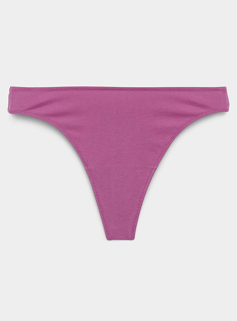 Miiyu Medium Pink Organic cotton high-cut thong for women