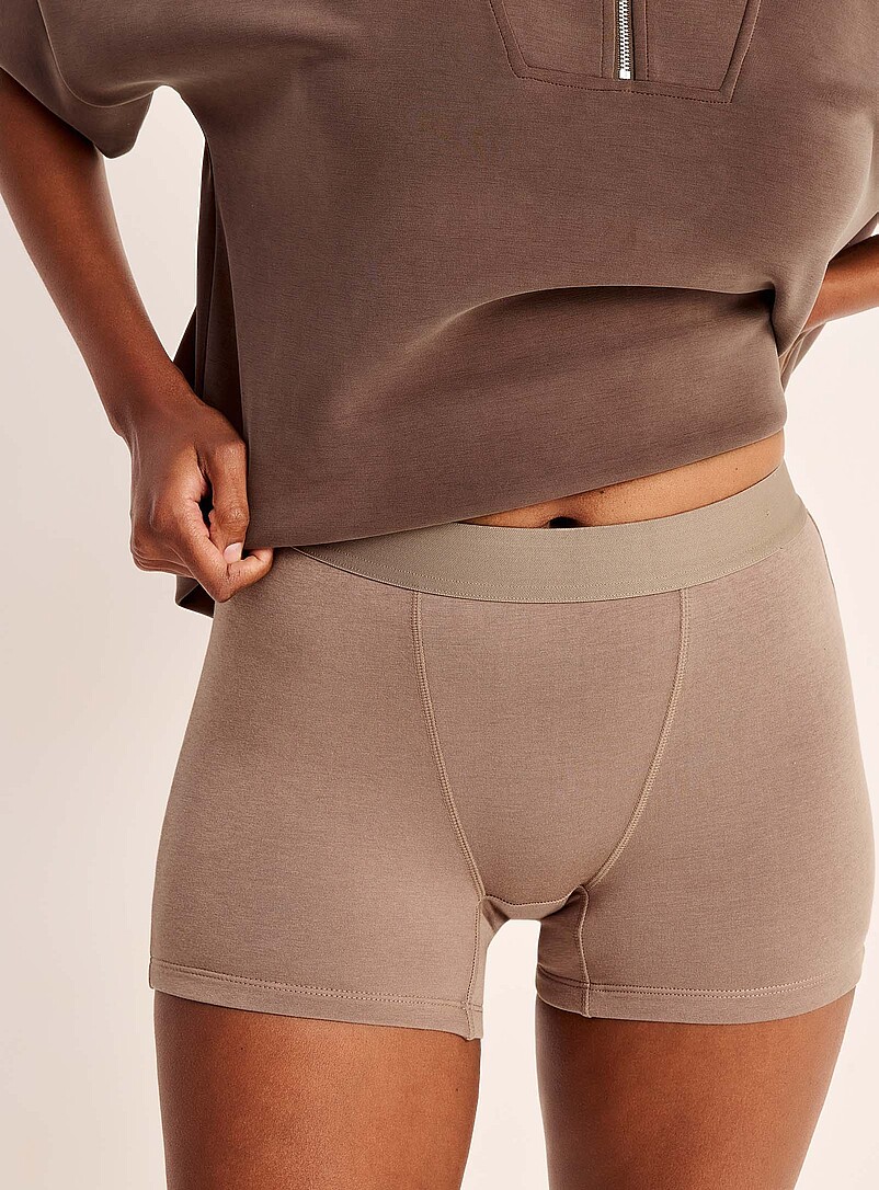 Miiyu Grey Solid ultra-comfortable elastic-waist boxer brief Organic cotton and TENCEL&trade; modal for women