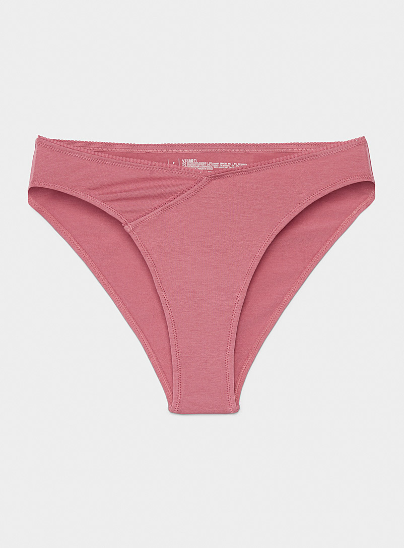 Miiyu Pink Cross-effect organic cotton & modal Brazilian panty for women