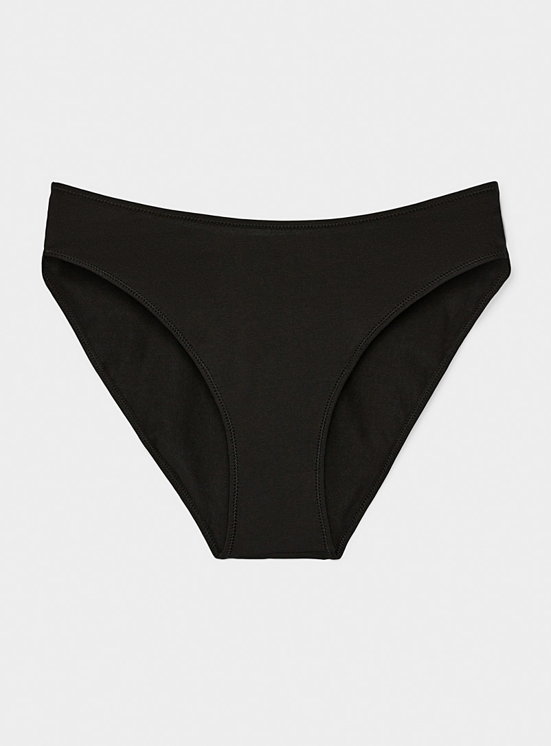 Miiyu Black Organic cotton low-rise bikini panty for women