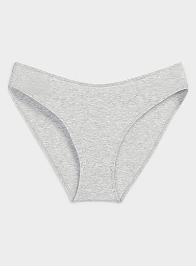 Miiyu Grey Low-rise stretch cheeky panty Organic cotton for women