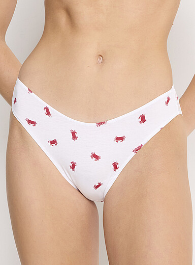 Miiyu Patterned white Low-rise stretch cheeky panty Organic cotton for women