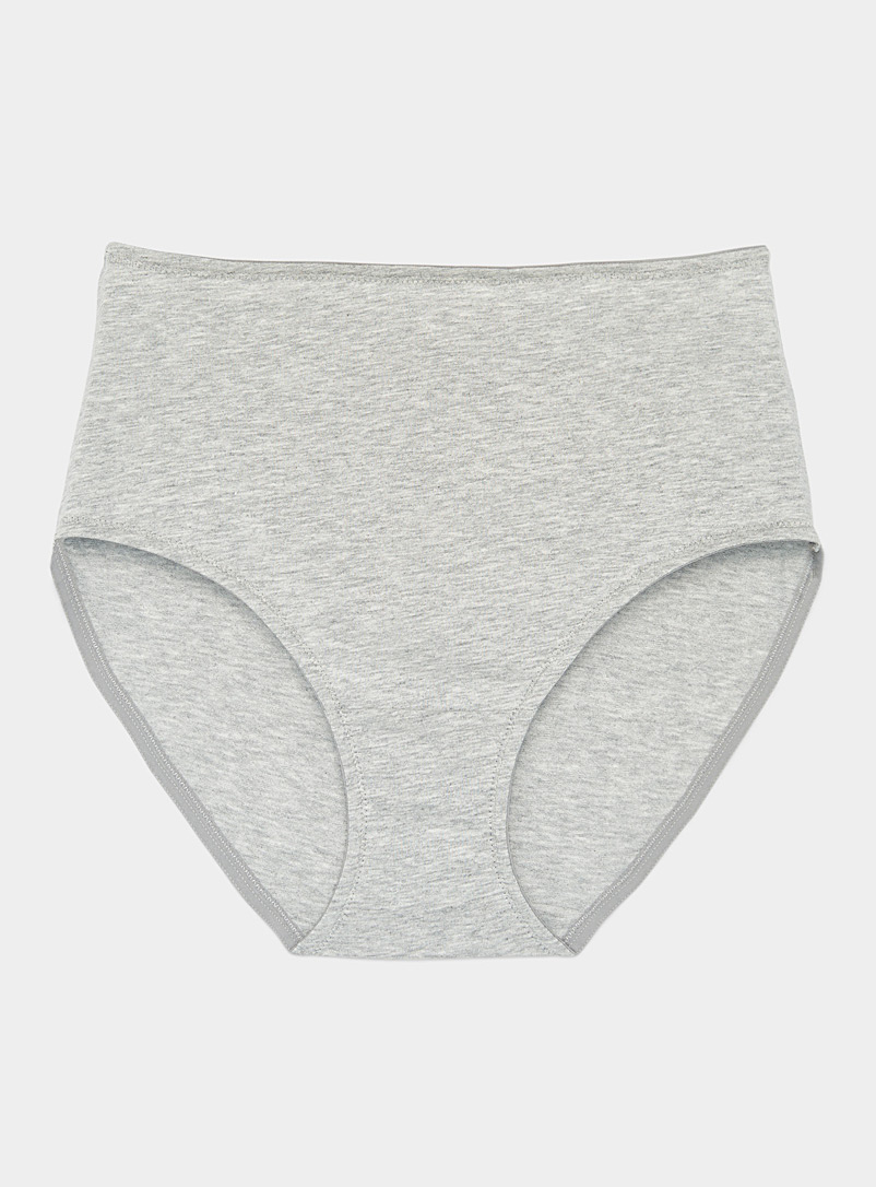 Miiyu Grey Pure organic cotton high-rise bikini panty for women