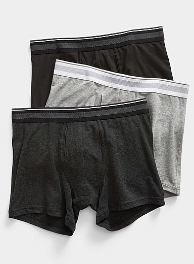Le 31 Charcoal 4" striped-waist boxer briefs TENCEL&trade; modal & organic cotton 3-pack for men