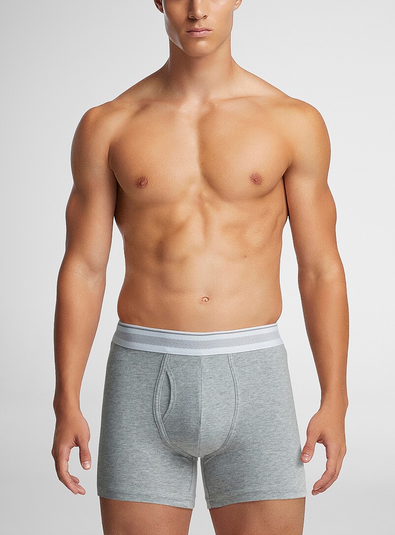Le 31 Navy/Midnight Blue 4" striped-waist boxer briefs TENCEL&trade; modal & organic cotton 3-pack for men