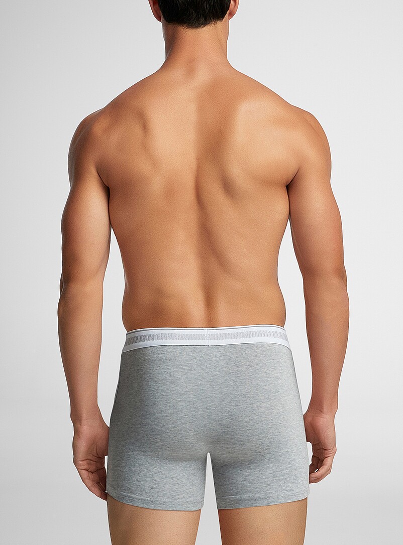 Le 31 Navy/Midnight Blue 4" striped-waist boxer briefs TENCEL&trade; modal & organic cotton 3-pack for men
