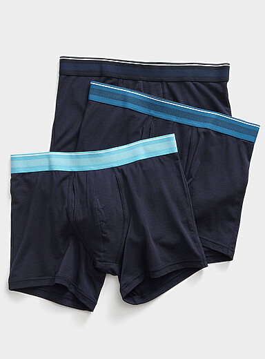 Le 31 Navy/Midnight Blue 4" striped-waist boxer briefs TENCEL&trade; modal & organic cotton 3-pack for men