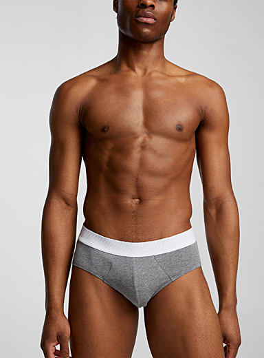 Le 31 Grey Striped-band brief TENCEL&trade; modal & organic cotton for men