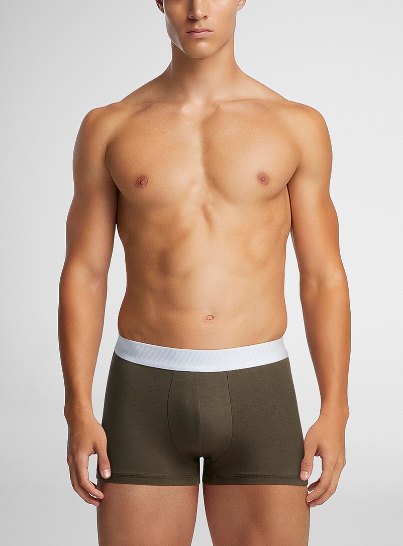 Le 31: Le boxeur court bande ray&eacute;e 2,5 po Modal TENCEL<sup><small>MC</small></sup> et coton biologique Vert fonc&eacute; - Mousse pour homme
