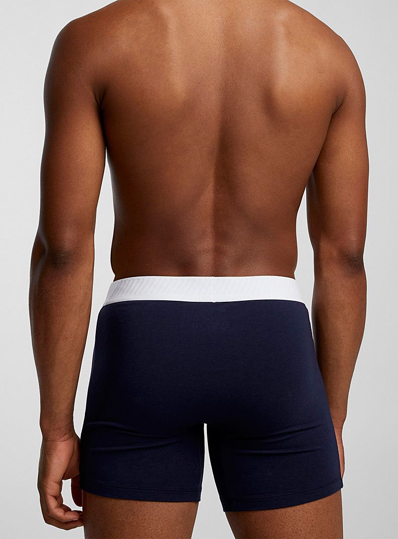 Le 31 Navy/Midnight Blue 5" striped-band boxer brief TENCEL&trade; modal & organic cotton for men