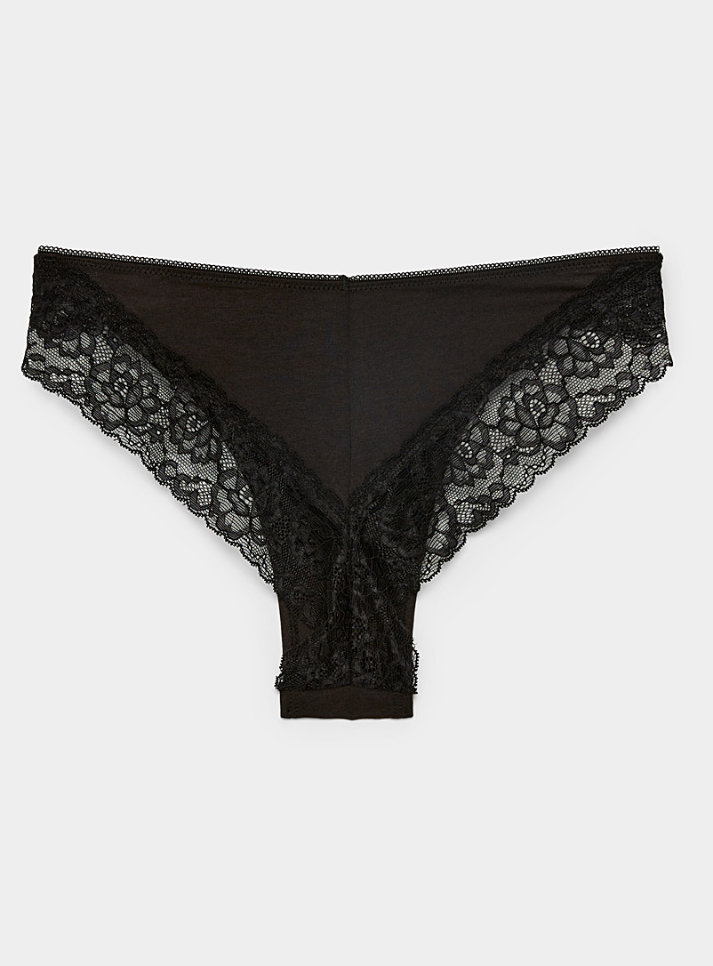 Miiyu: La br&eacute;silienne bord dentelle et festons Coton biologique et modal TENCEL<sup><small>MC</small></sup> Noir pour femme