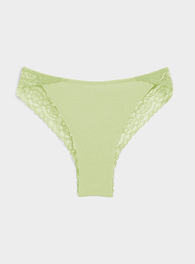 Miiyu Green Lace trim and scallop Brazilian panty Organic cotton and TENCEL&trade; modal for women