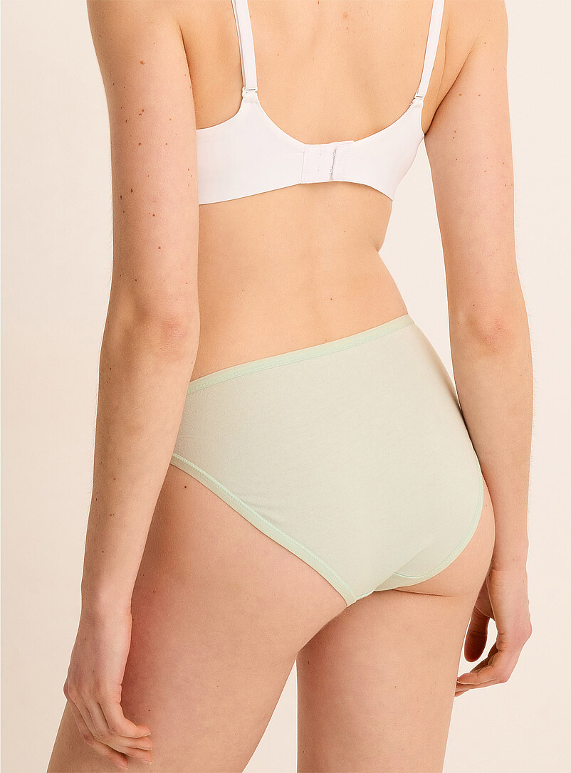 Miiyu White Plain edging bikini panty 100% organic cotton for women
