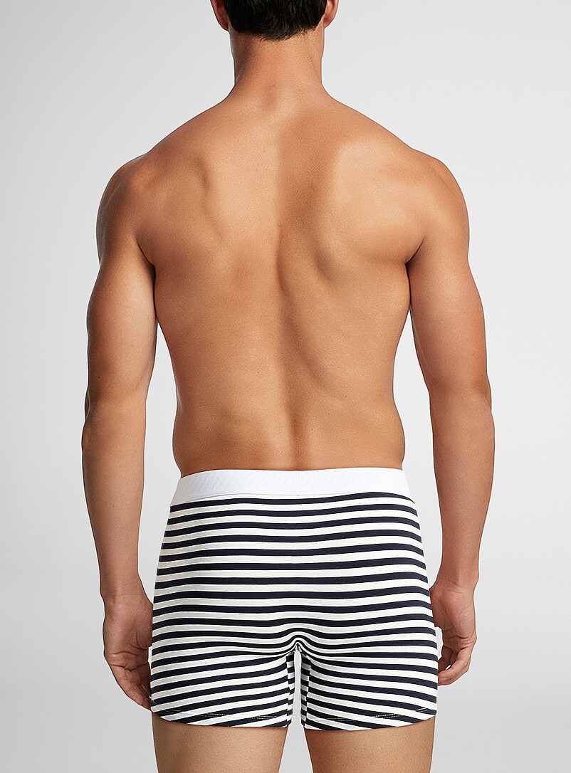 Le 31 Patterned Blue 5" nautical stripes boxer brief for men