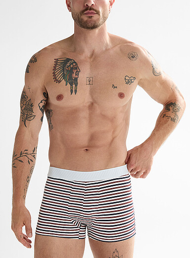 Le 31: Le boxeur court rayures nautiques 3 po Modal TENCEL<sup><small>MC</small></sup> et coton biologique Rouge &agrave; motifs pour homme
